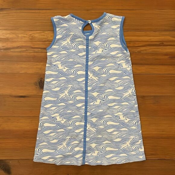 The Beaufort Bonnet Company TBBC Girls Dress Blue Wave Seagull Print Size 6 - Picture 3 of 10